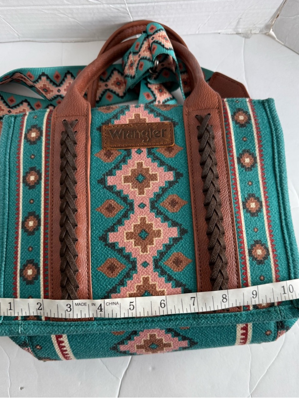 Wrangler Aztec Tote Bag for Women Boho Shoulder Purses and Handbags, Turquoise - Picture 15 of 16